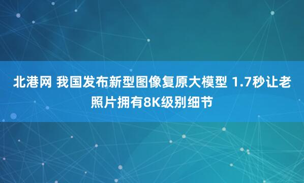 北港网 我国发布新型图像复原大模型 1.7秒让老照片拥有8K级别细节