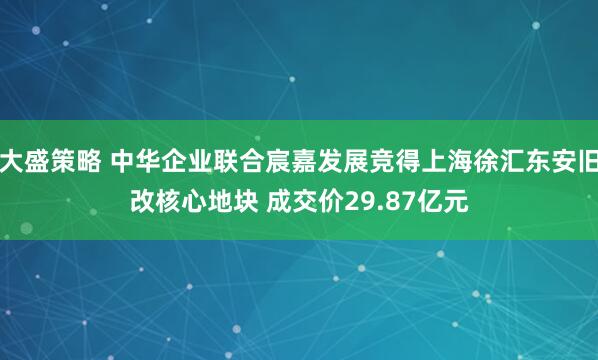 大盛策略 中华企业联合宸嘉发展竞得上海徐汇东安旧改核心地块 成交价29.87亿元