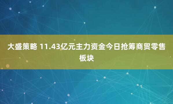 大盛策略 11.43亿元主力资金今日抢筹商贸零售板块