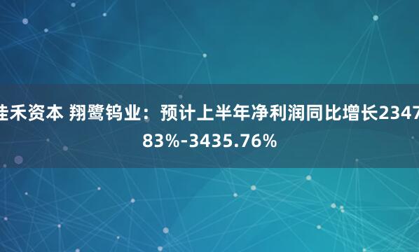 佳禾资本 翔鹭钨业：预计上半年净利润同比增长2347.83%-3435.76%